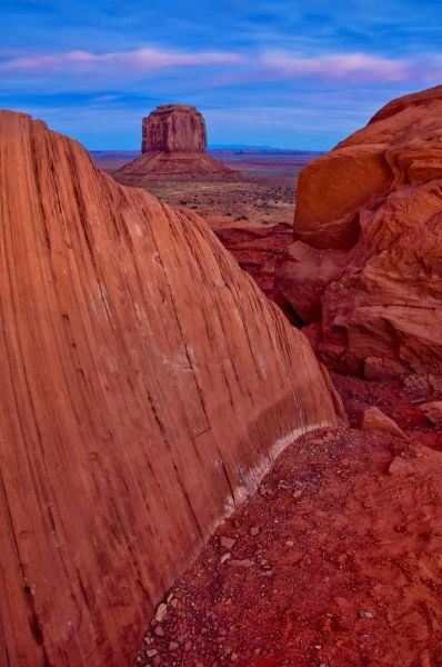 USA, Utah Eroded sandstone formations at sunset